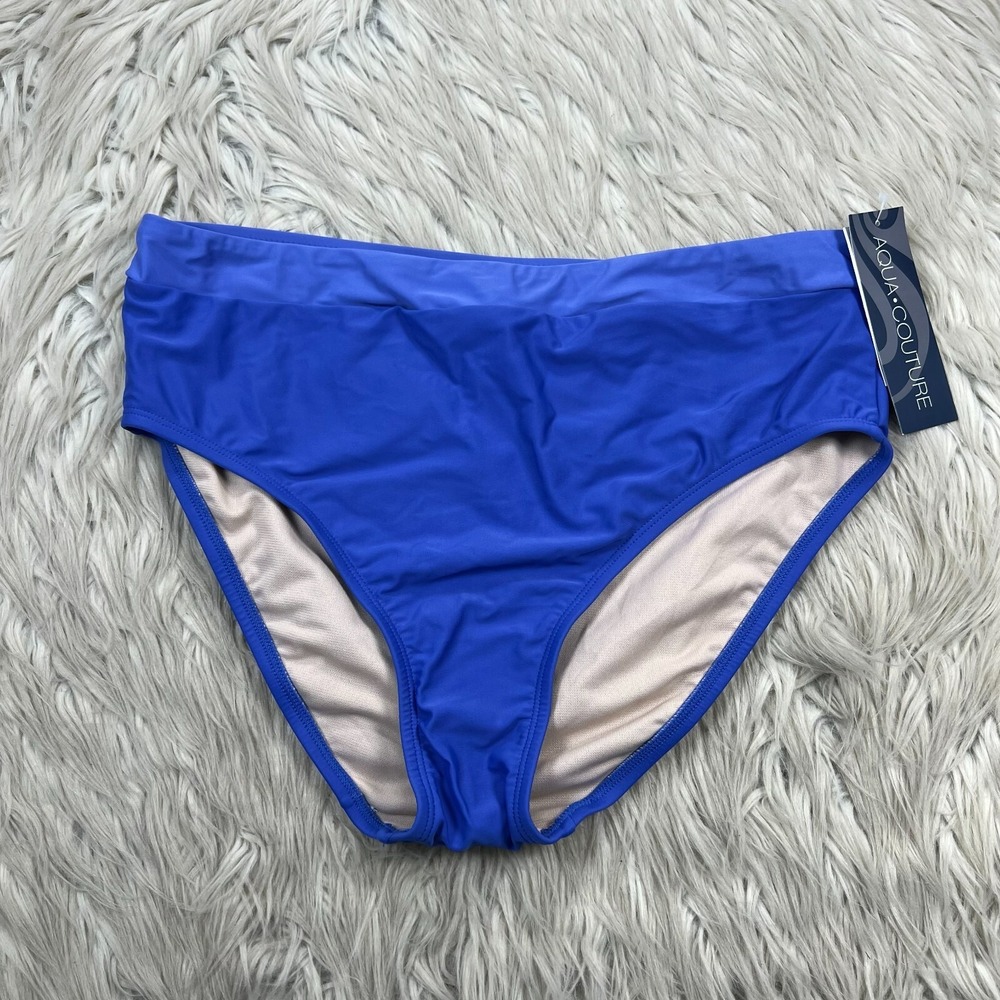 NWT Aqua Couture Women's L High Rise Periwinkle Blue Purple Swim Bottom